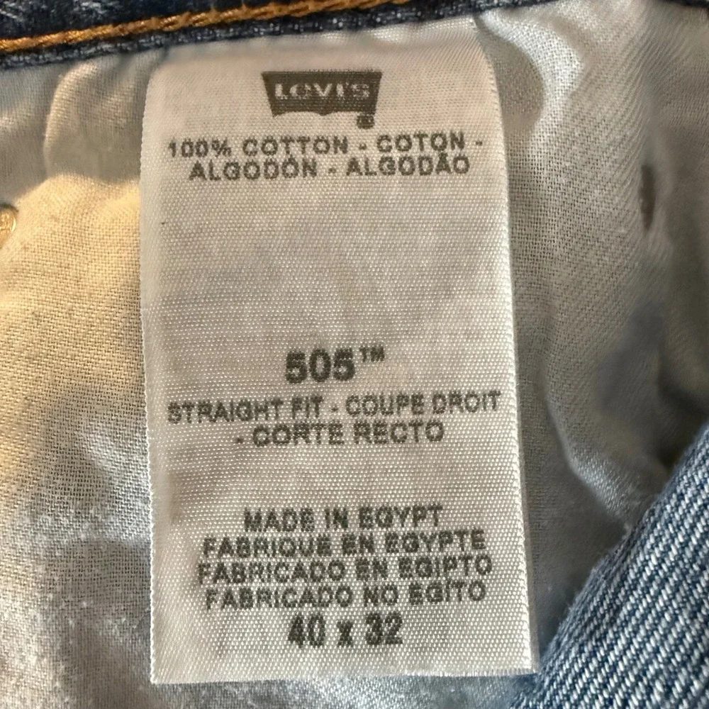 Levi's 505 Straight Fit Jeans 40x32 Blue Denim Classic Workwear Medium Wash
